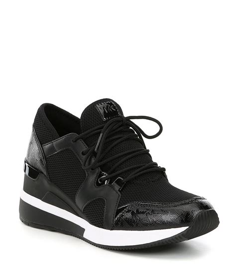 michael kors maloy trainer black|michael kors black wedge sneakers.